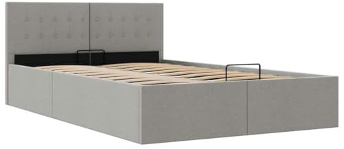 vidaXL Stauraumbett Hydraulisch Polsterbett Doppelbett Bett Schlafzimmerbett Stoffbett Bettrahmen Bettgestell mit Stauraum Hellgrau 140x200cm