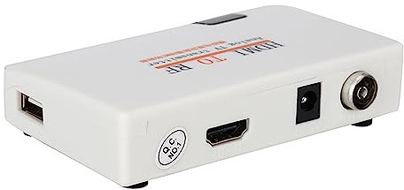 ASHATA HDMI zu Koax HF-Wandler Modulator für TV, HDMI zu HF Koaxial Wandler Adapter Box mit Fernbedienung, Unterstützung 480I/480P/576I/576P/720P/720I/1080I/1080P (100-240V)(EU)