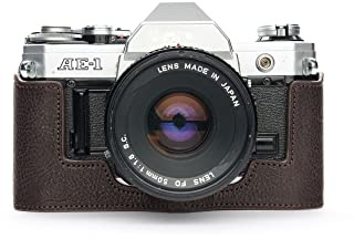 Handgefertigt aus echtem echtem Leder halbe Kamera Tasche Tasche Abdeckung für Canon AE-1 (ohne Griff) dunkelbraune Farbe