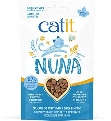 Nuna Treats, Leckereien für Katzen auf Insektenproteinbasis, Insektenproteinen und Hering, 60g