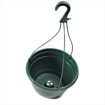 Gone Potty 6 Litre / 27CM Green Plastic Hanging Baskets/Planters (x10)