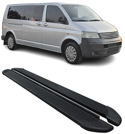 OMAC Trittbretter Seitenschweller kompatibel mit VW Transporter T5 2003-2015 L2 Langer Schwarz