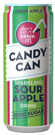 Candy Can, Sour Apple, Fizzy Drink, Nostalgic American Soda Flavours, Sparkling Pop Cans (1 x 330ml)