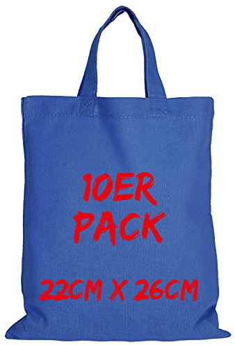 TEXXILLA Apothekertasche - 10er Pack | Royalblau | mit Zwei kurzen Henkeln | 22x26cm | Jutebeutel | Einkaufstasche | unbedruckt