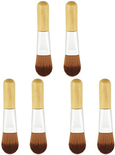 Beavorty 6 Stk Flache Obere Kosmetische Pinsel Pulverfundamentpinsel Gesicht Bb Pinsel Make- up Flachpinsel Gesichtspulverbürsten Flüssige Fundamentpinsel Kabuki-pinsel Mini Creme Hölzern