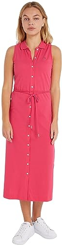 Tommy Hilfiger Damen Polokleid Slim Fit, Rosa (Bright Cerise Pink), M