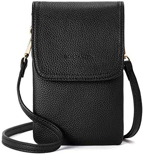 BOSTANTEN Klein Handytasche zum Umhängen, PU Leder Handy Umhängetasche Damen, Handytasche mit Geldbörse zum Umhängen, handtasche damen umhängetasche für Designer Schwarz | mit Geldbörse und Kartenfächern, Verstellbarer Schultergurt, Mehrere Fächern, für Alltag, Pendeln und Freizeit Schwarz