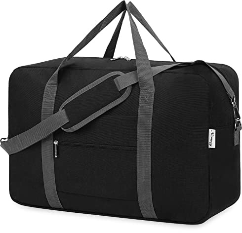 Narwey Bagaglio a Mano Borsone da Viaggio Grande Borsa da Cabina Pieghevole Borsa da Viaggio Borsa Sportiva per Weekend 40L (Nero)