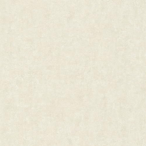 Carta da parati effetto stucco intonaco Profhome 386933-GU Carta da parati TNT goffrata a caldo leggermente strutturata con aspetto stucco opaca crema bianco-perla avorio 5,33 m2