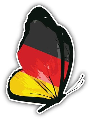 WildeBabsKLBT 12 cm Hochwertiger Autoaufkleber Sticker Aufkleber Selbstklebende Folie Wunschtext Germany Deutschland Flagge Fahne Wappen Butterfly Schmetterling G2084