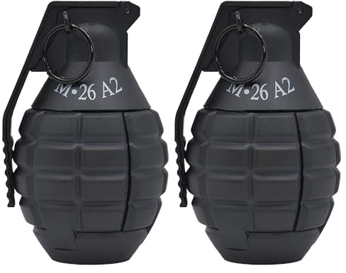 Gunyoo M26A2 Granate Spielzeug 2pcs Kunststoff Handgranaten Spielzeug für Outdoor CS Spiel Cosplay Requisiten Geschenk 14+ (Schwarz)
