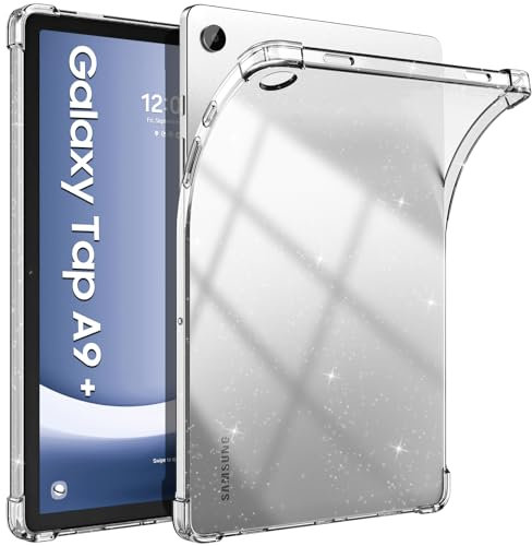 TiMOVO Hülle für Samsung Galaxy Tab A9+/A9 Plus 5G 11 Zoll 2023 SM-X210/X216/X218, Schlank Leicht Schutzhülle mit Transparenter TPU Rückseite für Samsung Galaxy Tab A9+ Tablet, Glitter Klar