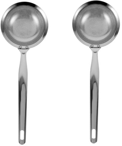 Cabilock 2 Pz colapasta in acciaio inossidabile scolapasta da pentola scolaverdure filtro a rete di ragno mestolo colino per l'olio Cucchiaio scanalato farina cucchiaio da pentola calda
