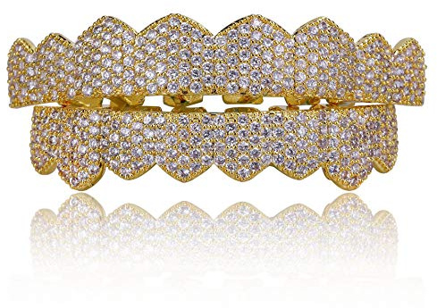 Diamond Gold Grillz Hip Hop Vergoldet Grillz Top Bottom Gold Zähne Grillz Diamant Silber Grillz Gold Zähne Grillz Grillz Vampirzähne