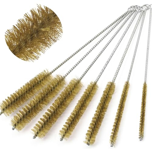 7 Stück Messingrohrreinigungsbürste, Messing Zylinderbürste, Sauber Bohrlochbürste,für Reagenzgläser Reinigen,Strohhalm Bürste kleine Zwischenräume,6mm/8mm/10mm/12mm/15mm/20mm/22mm