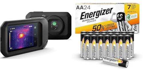 FLIR C3-X Compact Thermal Imaging Camera with Wifi: High Resolution Infrared Imager for Inspection & Energizer AA Batteries, Alkaline Power, 24 Pack, Double A Battery Pack - Amazon Exclusive