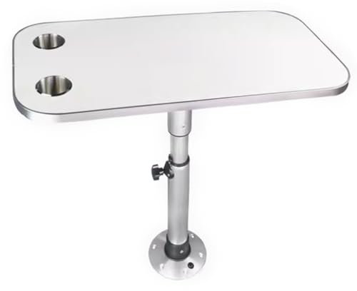 WPWSDWMX Verstellbare Tischbeine für Wohnmobile, 57,5–73 cm, 2 Getränkehalter aus Edelstahl, Campingtisch mit Metallkanten, Hubtisch Wohnwagen, Reichweite für Wohnmobiltische(Wit)