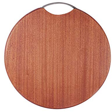 ISCBAFYX Tabla De Desayuno Tabla De Merienda De Madera Tabla De Cortar Redonda Diseño De Mango De Madera Maciza Fácil Mantenimiento Utilizado para Pescado, Carne Vegetal Y Aves Marrón,39X39X3CM