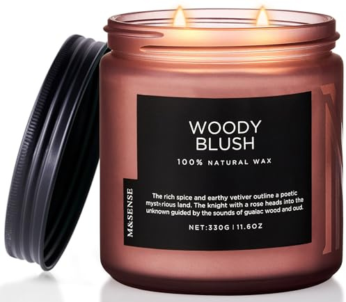 M&SENSE Rose & Vetiver Scented Candle Duftkerze im Glas 330g 70 Std. lang anhaltende Brenndauer 2-Docht Sojawachskerze für die Wohnungseinrichtung Herbstkerzengeschenk für Kollegin Freunde