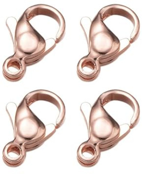 20-teiliger Karabinerverschluss aus Edelstahl, Hakenschloss für DIY-Halsketten, Armbänder, Schmuckherstellung, Zubehör, Roségold-14 mm