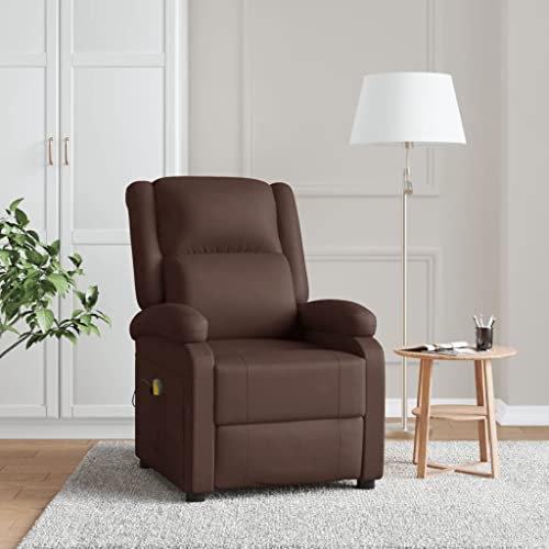 Homgoday Massagefåtölj, TV-fåtölj, relaxfåtölj, vilstol, solstol, klädselfåtölj, TV-fåtölj med ryggstöd, för vardagsrum, brunt konstläder