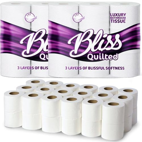 Toilet Tissue Rolls Quilted Strong & Super Absorbent 3-Ply