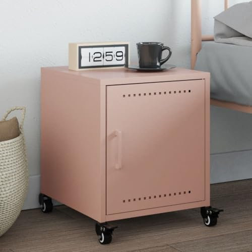 Sufrk Sängskåp rosa 36 x 38,5 x 43,5 cm stål-sängbord sängbord sängbord skåp sidobord nattduksbord förvaring organiserare hem stativ för hem sovrum