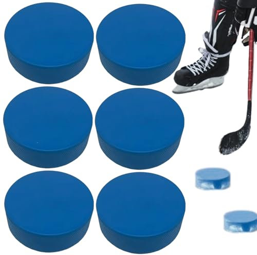 6pcs Hockey Pucks 3x1 Leichte Eishockey -Pucks mit Mesh -Tragenbeutel offizielle Schaumhockey -Pucks für Stabhandhabung und Training, Eishockeypucks, Blau