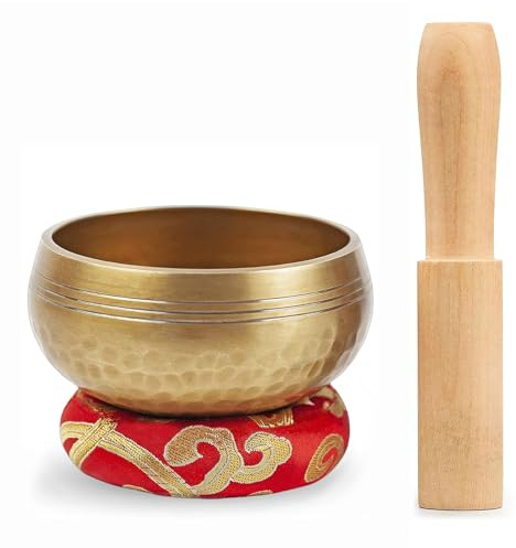 Tibetan Singing Bowl Set, Meditation Sound Bowl Cushion with Wooden Striker for Yoga, Deep Meditation Relaxation, Sound Healing, Mindfulness, Stress Relief (3 inch)