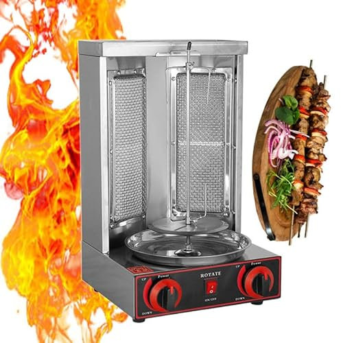 WEIMILOR Máquina para Asar shawarma, asador Vertical a Gas para el hogar, Horno Giratorio para Kebab y Doner de encimera, asador para Gyros,Electric