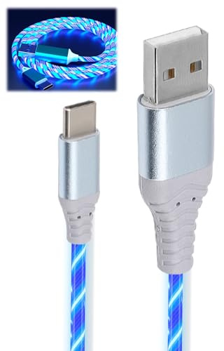 Câble de charge USB C - Prise en charge de la transmission de données - 2 m - 60 W - Charge rapide - Câble lumineux tressé USB A vers USB C pour Samsung Galaxy S24 S23 Note 10 Huawei P9 Pixel 7 iPad