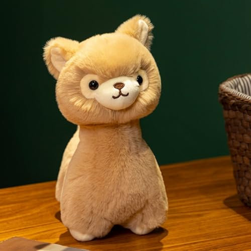 Uixxducc Alpaka Kuscheltier, Alpaka Plüschtier Stofftier, Weiches Flauschiges Lama Plüsch Spielzeug Kissen, Geschenk für Kinder Mädchen Jungen (30CM,Braun)