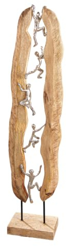 Casablanca Skulptur to the top, Deko Figur Naturfarben, Metall u. Mangoholz Statue Wohnzimmer, Büro Dekoration H. 100 cm x B. 24 cm - Geschenk Moderne Skulpturen, Klettern, Bergsteigen, Kletterer