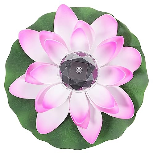 Outanaya Lámpara Solar De Loto Flotante Para Piscina y Jardín, Lámparas Flotantes Solares Eva 28 Cm Color Púrpura, Decoración Exterior Para Estanques y Patios