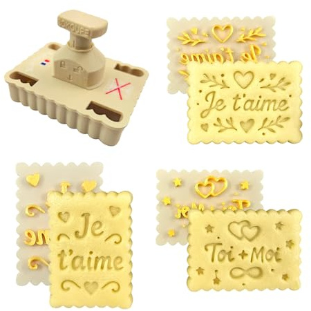 3DKOUPE - Emporte-pièce sur le thème de l'amour - Système à poussoir et 3 designs - Fabriqué en France