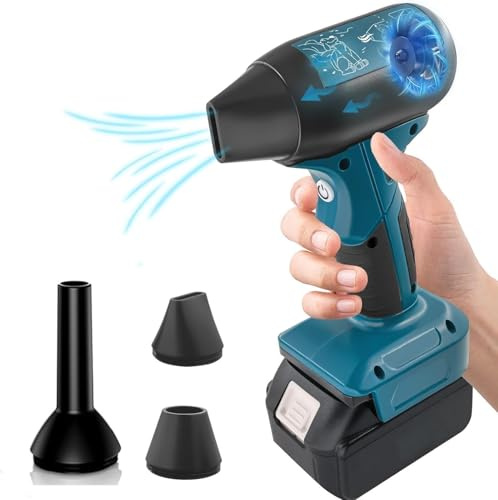 Cordless Leaf Blower, 130000RPM Portable Handheld Leaf Blower for Makita 18V Battery, 4-Speed Compresssed Air Blower for Car Garden Leaf BBQ Computer(Bare Tool)
