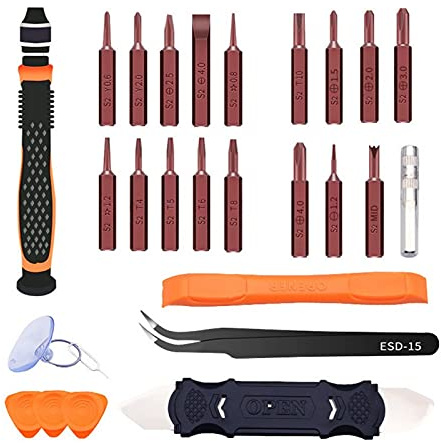 Juego de reparación de destornilladores de 26 piezas, kit de herramientas manuales multifunción, herramienta de hardware profesional con 18 puntas, 3 placas triangulares, palanca,