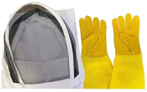 Biodlingskläder biodlardräkt för män och kvinnor, med handskar med ventilerad huva, biodlingstillbehör (XL 175–185 cm)