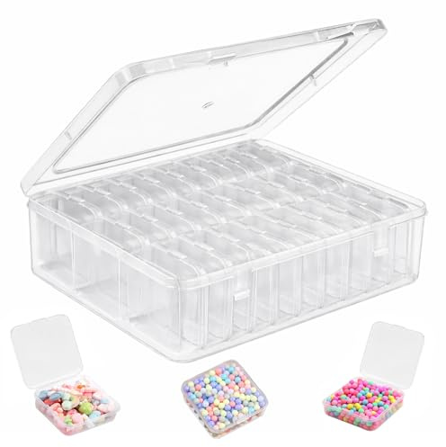 Tbintul 30 Piezas Pequeñas Cajas de Almacenamiento de Plástico, Mini Caja de Plástico Transparente con Tapa para Guardar Cuentas, Pendientes, Tornillos y Varios Objetos Pequeños (5,5 x 5,5 x 2 cm)