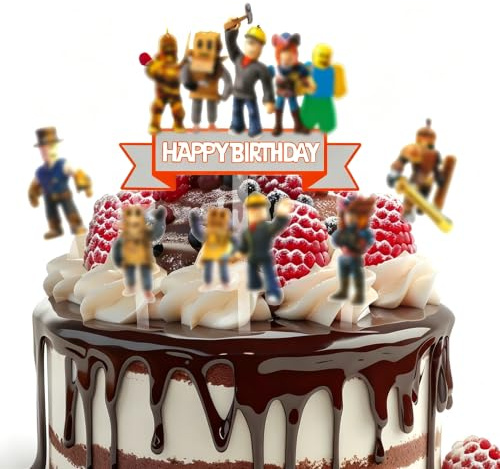 Roblx Decoracion Tartas Cumpleaños, 7 Unidades Topper Tarta, Cake Topper, Decoración de Cupcakes, Adecuado para Fiestas Temáticas