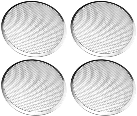 Cabilock Lot de 4 Set de Plaques à Pizza Perforées en Alliage D'aluminium Épais 20 Cm, Revêtement Antiadhésif, Légères et Solide, pour Cuisson Uniforme au Four et Barbecue, Accessoire