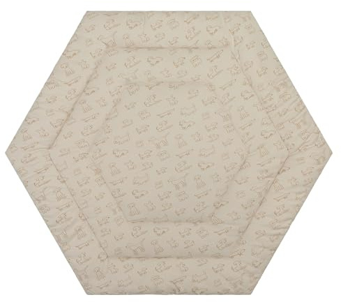 Fillikid Einlage Laufstall 6-Eckig Exklusiv | Krabbeldecke Laufgitter 120 cm | Schutzeinlage Weich Gepolstert | Spieldecke Waschbar | Material 100% Baumwolle | Füllung 100% Polyester