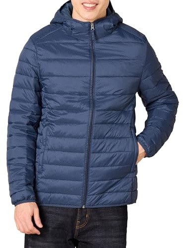 Amazon Essentials Men's Lightweight Water-Resistant Packable Hooded Puffer Jacket