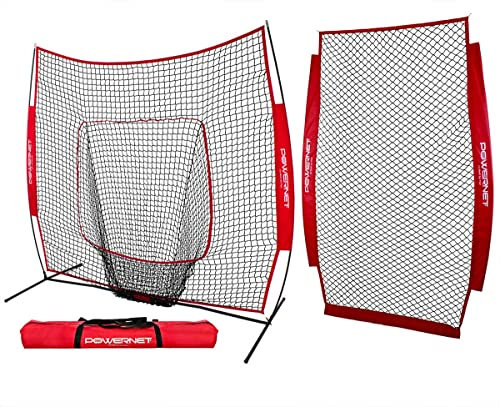 PowerNet Baseball Softball Übungsnetz 7x7 Bundle + I-Screen (1 Rahmen + 2 Netze) - Trainingshilfen-Ausrüstung - Sofortige Absperrung von Line Drives Grounders - Frontwurfbohrer