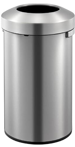EKO Cubo de Basura 60 L. Uso Comercial, Acero Inoxidable Cepillado, Uso en Exteriores, Interiores. Ideal en Espacios Grandes. Acabado antihuellas, Papelera Moderna y Robusta.