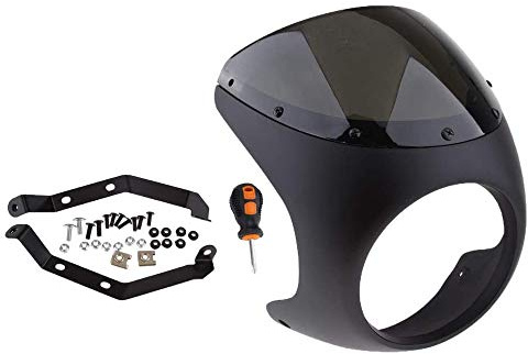Shiwaki 7 '' Moto Phare Rétro Café Racer Guidon Carénage Pare-Brise