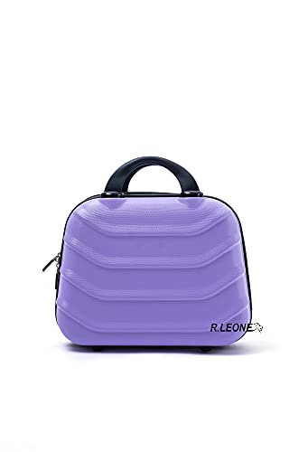 R.Leone Valigia da 1 pezzo Fino a Set 4 Trolley Rigido grande, medio, bagaglio a mano e beauty case 8 ruote in ABS 2026 (Lilla, XXS Beauty case)