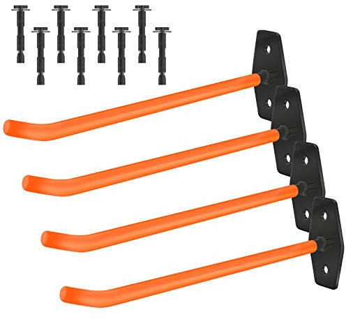 WELLGRO Reifen Wandhalterung für 4 Felgen - Reifenhalter inkl. Schrauben & Dübel, Autoreifen Wandhalterung mit Gummiummantelung, Felgenhalter für die Wand zur Aufbewahrung in der Garage, Orange