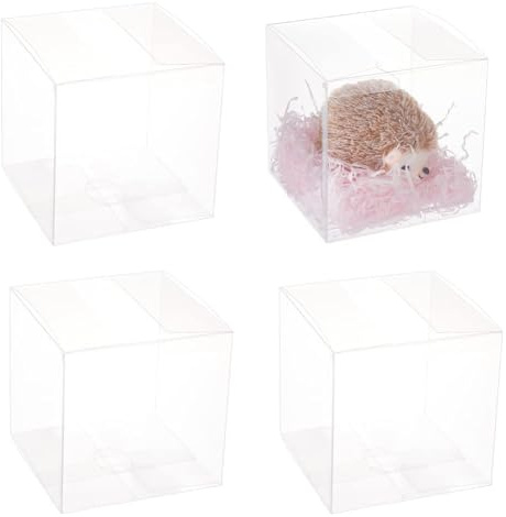 BENECREAT 10PCS PVC Caja Plegable Cajita Plástica 15x15x15cm Envase Transparente de Regalo Contenedor de Dulce Chocolate para Boda Fiesta Cumpleaños