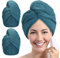 YoulerTex Microfibre Hair Towel Wrap: 2Pack Hair Turban Super Absorbent Rapid Drying Microfiber Towel for Women Curly Long Wet Plopping Hair Girls Head Towelling Large Anti-Frizz (Haze Blue)